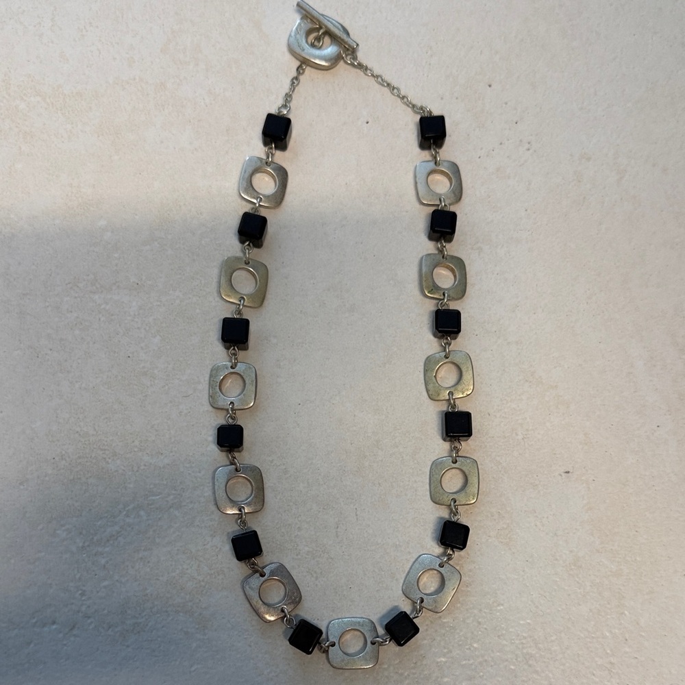 Tiffany & Co. Silver and Black Square Necklace
